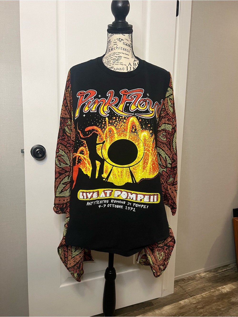 Handmade Upcycled Junk Food Clothing Black Pink Floyd Live at Pompeii Tee
